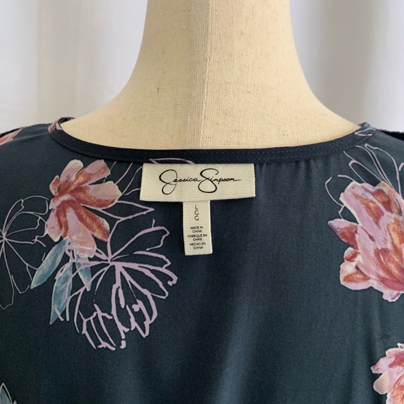 JESSICA SIMPSON SZ Lg FLORAL LOW-CUT BELTED TUNIC - Picture 3 of 15